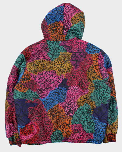 Vintage Farm Rio Multicoloured Patterned Reversible Unisex Hooded Oversized Puffer Jacket - L