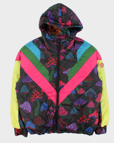 Vintage Farm Rio Multicoloured Patterned Reversible Unisex Hooded Oversized Puffer Jacket - L