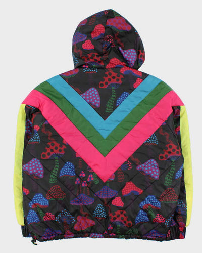 Vintage Farm Rio Multicoloured Patterned Reversible Unisex Hooded Oversized Puffer Jacket - L