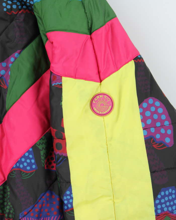Vintage Farm Rio Multicoloured Patterned Reversible Unisex Hooded Oversized Puffer Jacket - L