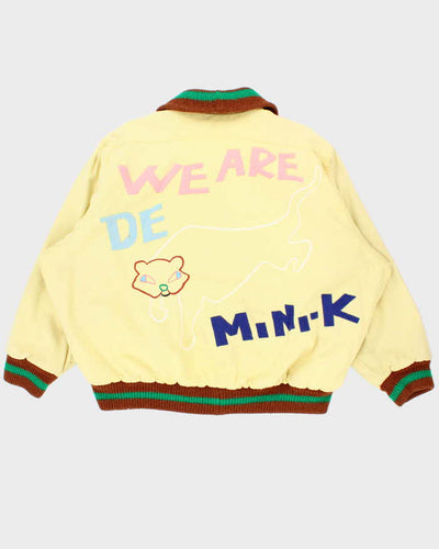 Vintage 1990s Mini-K Japan Ribbed Heavyweight Embroidered Bomber Jacket - L