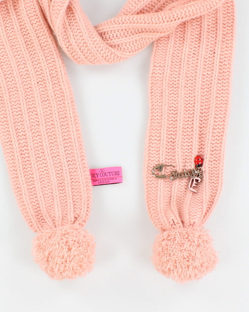 Juicy Couture Pink Wool & Cashmere Scarf With Charms