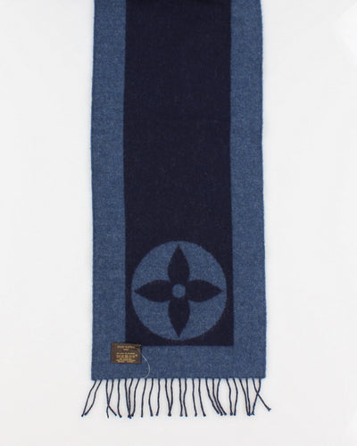 Louis Vuitton Blue Insignia Wool and Cashmere Scarf
