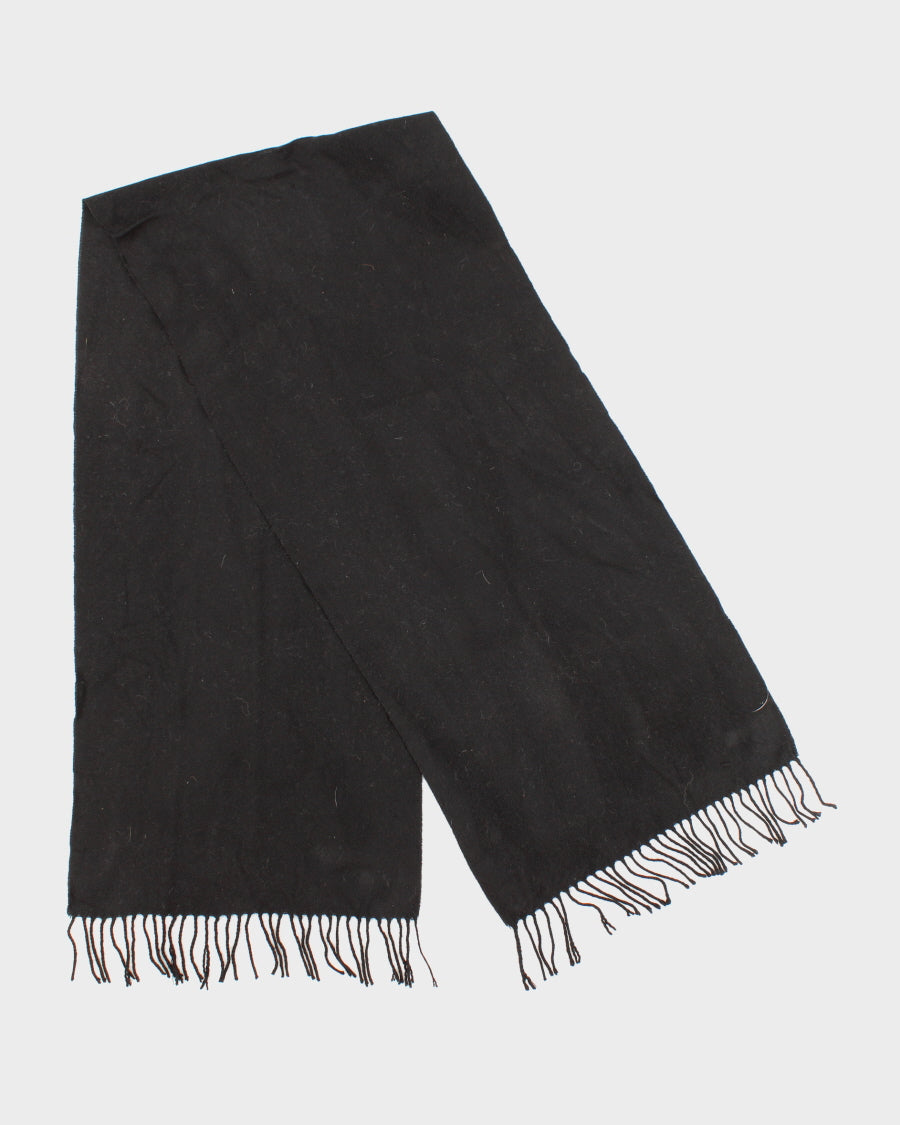 Classic Black Wide Cut Tassel Scarf