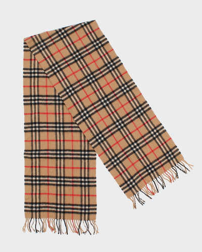 Beige Burberry Classic Plaid Cashmere Scarf