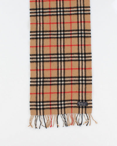 Beige Burberry Classic Plaid Cashmere Scarf