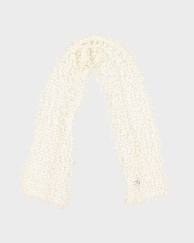 Vintage Cream Knit Fluffy Scarf