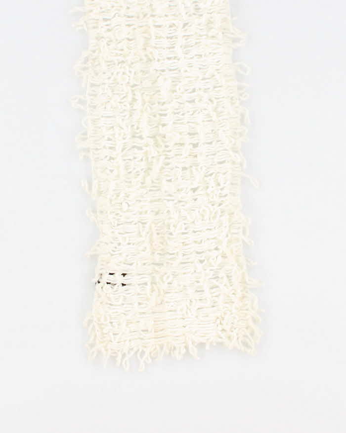 Vintage Cream Knit Fluffy Scarf