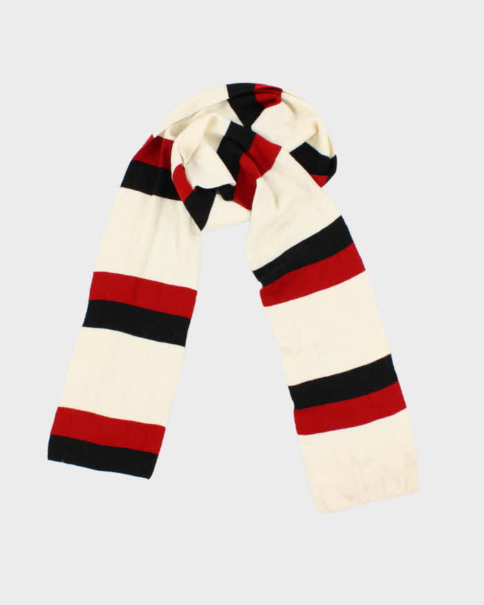 Vintage Cream Red And Black  Knit Skinny Scarf