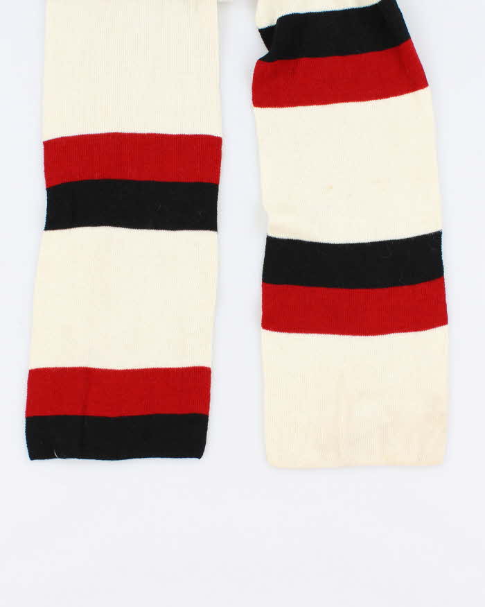 Vintage Cream Red And Black  Knit Skinny Scarf