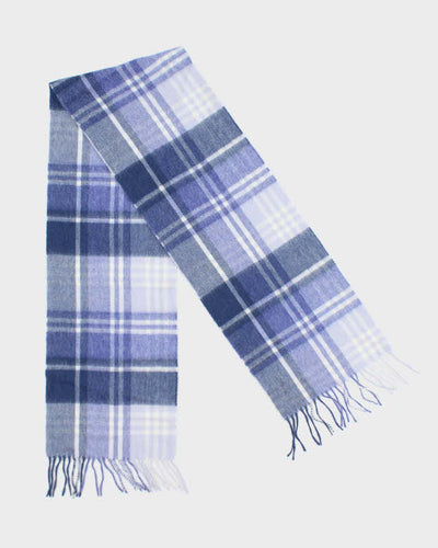 Vintage Kiltane Blue Check Wool Scarf