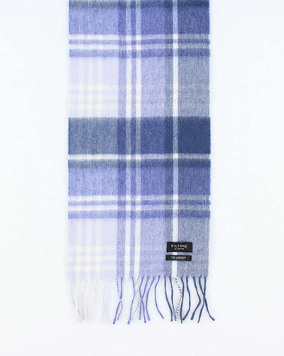 Vintage Kiltane Blue Check Wool Scarf