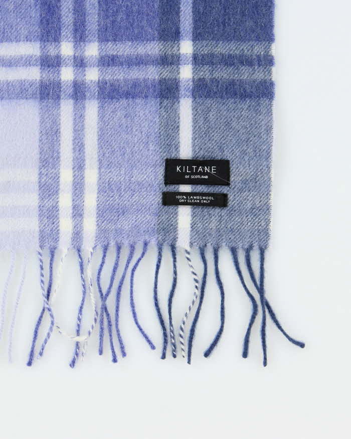 Vintage Kiltane Blue Check Wool Scarf