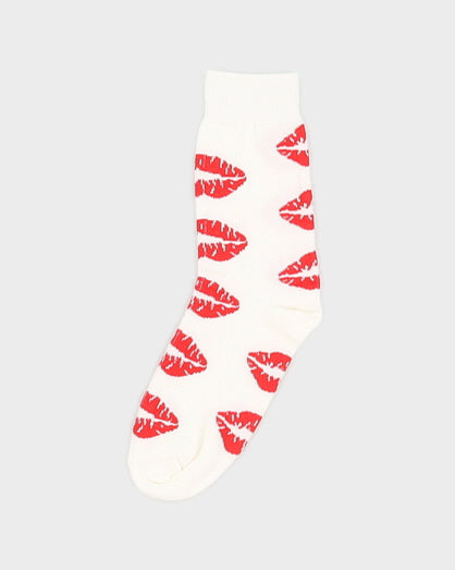Lips White Socks - One Size