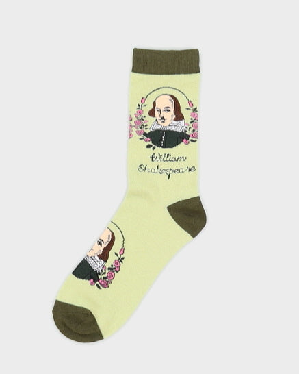 William Shakespeare Green Socks - One Size