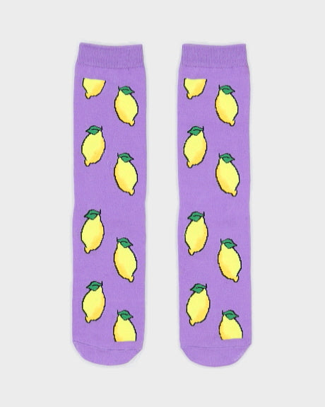 Lemons Purple Socks - One Size