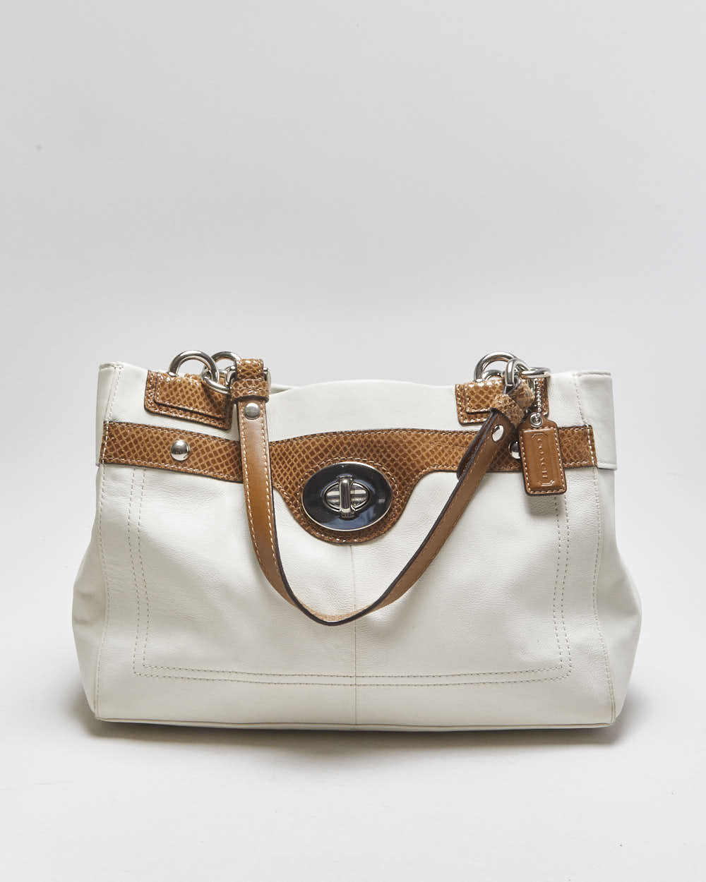 Vintage Y2k 2000s Coach Penelope Snakeskin Trim Tote Handbag