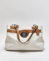 Vintage Y2k 2000s Coach Penelope Snakeskin Trim Tote Handbag