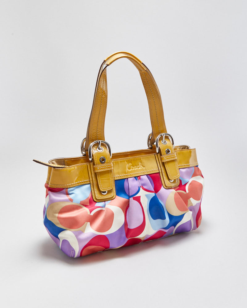 Vintage Y2K 2000s Coach Signature C Multi Colour Sateen Handbag