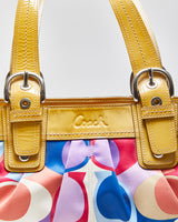 Vintage Y2K 2000s Coach Signature C Multi Colour Sateen Handbag