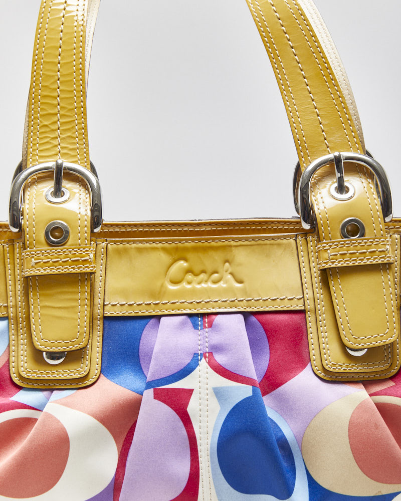 Vintage Y2K 2000s Coach Signature C Multi Colour Sateen Handbag
