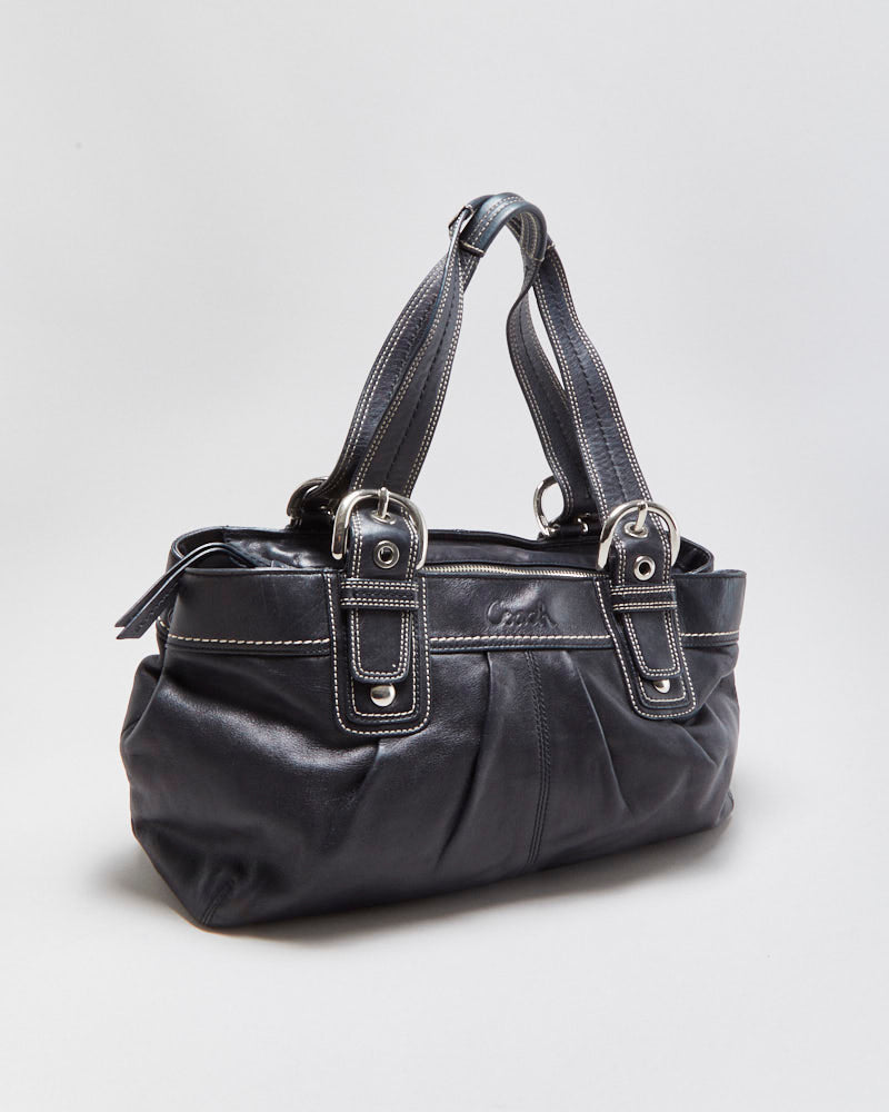 Vintage Y2k 00s Coach Soho Pleated Leather Tote Handbag