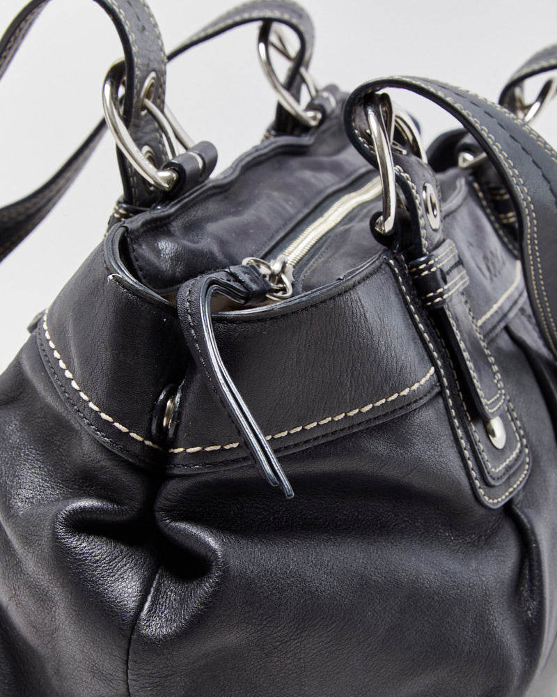 Vintage Y2k 00s Coach Soho Pleated Leather Tote Handbag