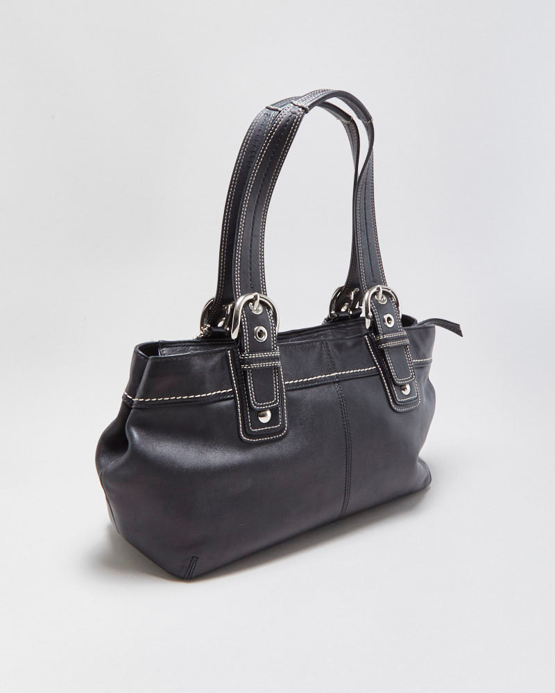 Vintage Y2k 00s Coach Soho Pleated Leather Tote Handbag