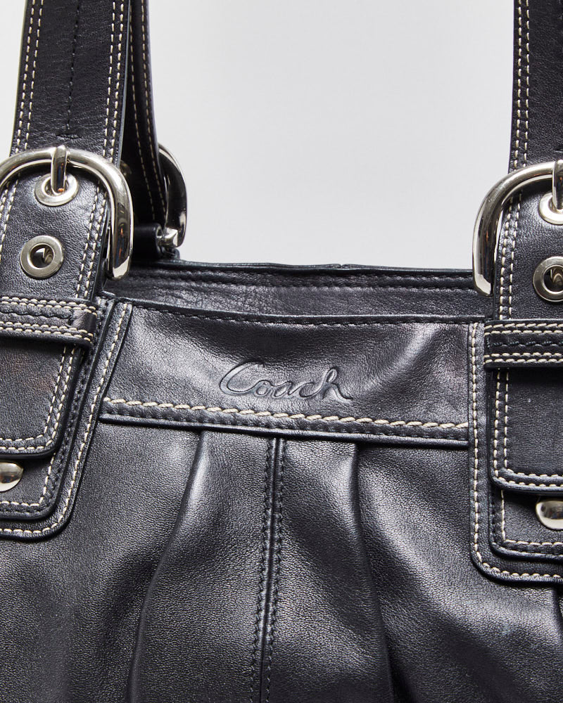 Vintage Y2k 00s Coach Soho Pleated Leather Tote Handbag