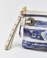 Vintage Y2k 00s Coach Embroidered Sequin Fish Wristlet Bag
