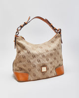 Vintage Dooney &amp; Bourke Monogram Canvas Hobo Handbag