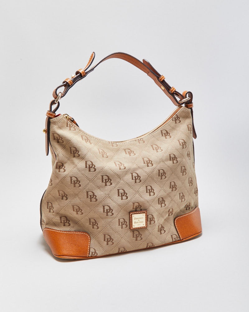 Vintage Dooney &amp; Bourke Monogram Canvas Hobo Handbag