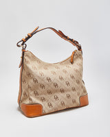 Vintage Dooney &amp; Bourke Monogram Canvas Hobo Handbag