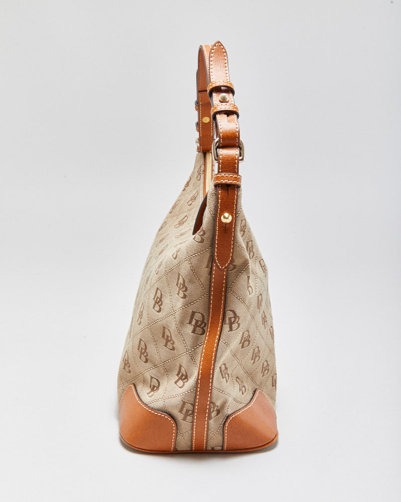Vintage Dooney &amp; Bourke Monogram Canvas Hobo Handbag