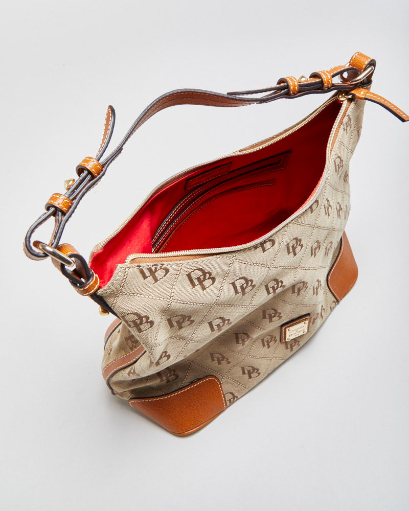 Vintage Dooney &amp; Bourke Monogram Canvas Hobo Handbag
