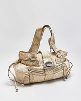 Vintage Y2K 00s Guess Snakeskin Monogram Multi Pocket Handbag