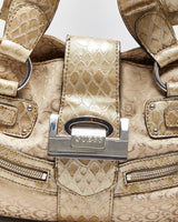Vintage Y2K 00s Guess Snakeskin Monogram Multi Pocket Handbag