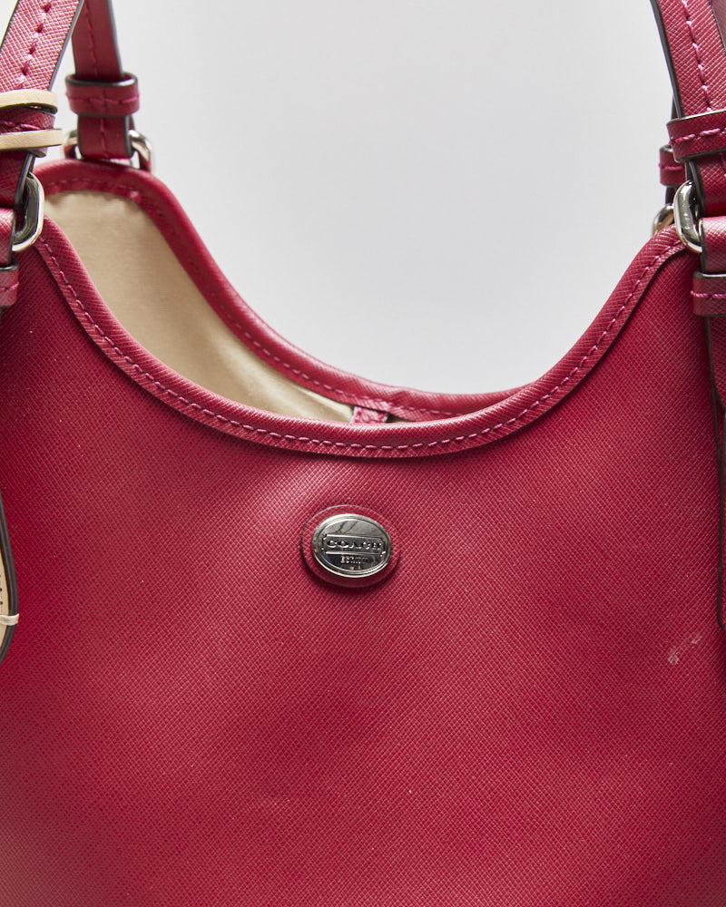 Vintage Y2K 00s Coach Payton Raspberry Large Leather Tote Handbag