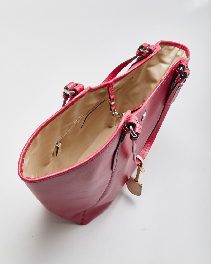 Vintage Y2K 00s Coach Payton Raspberry Large Leather Tote Handbag