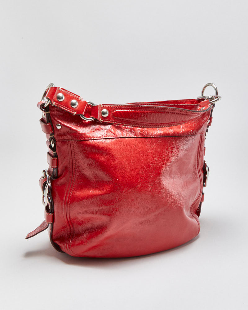 Vintage Y2K 00s Coach Zoe Patent Leather Large Hobo Handbag