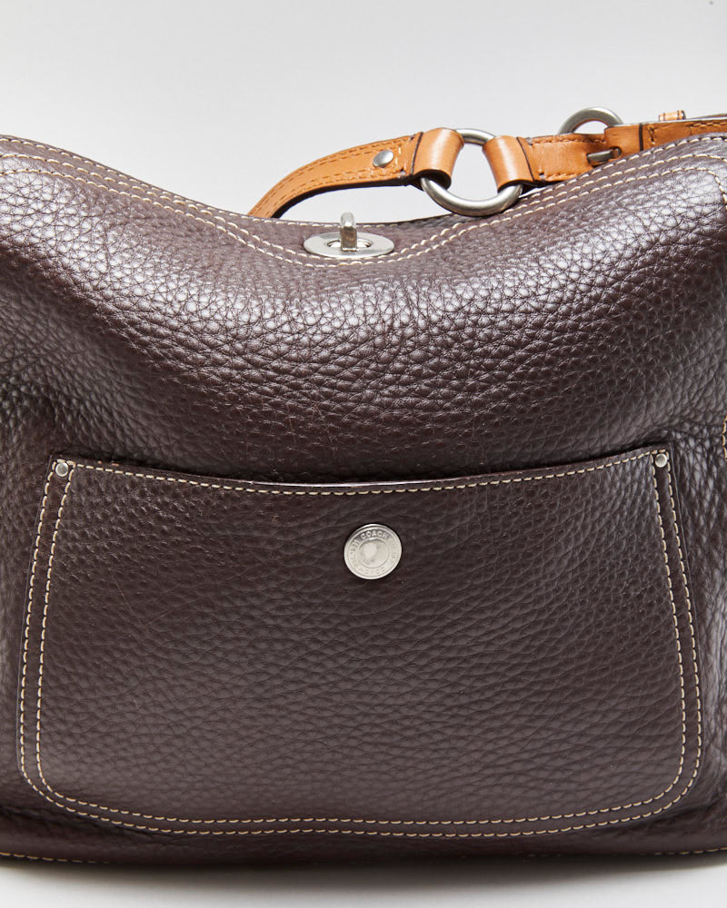 Vintage Y2K 00s Coach Chelsea Pebbled Leather Turnlock Hobo Handbag