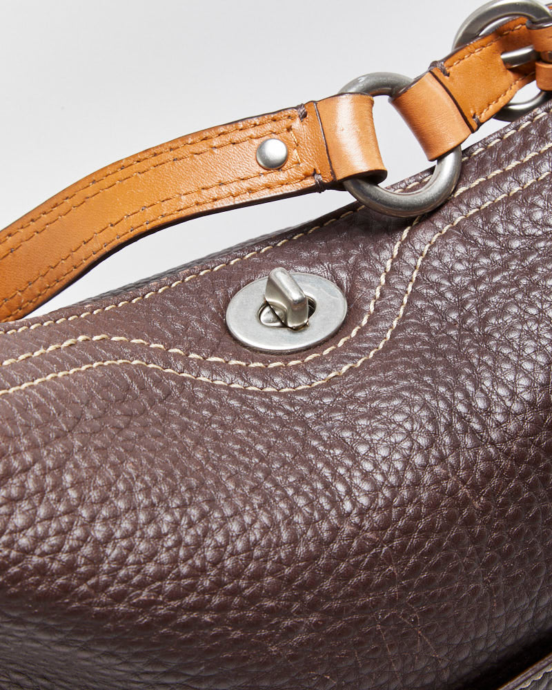 Vintage Y2K 00s Coach Chelsea Pebbled Leather Turnlock Hobo Handbag