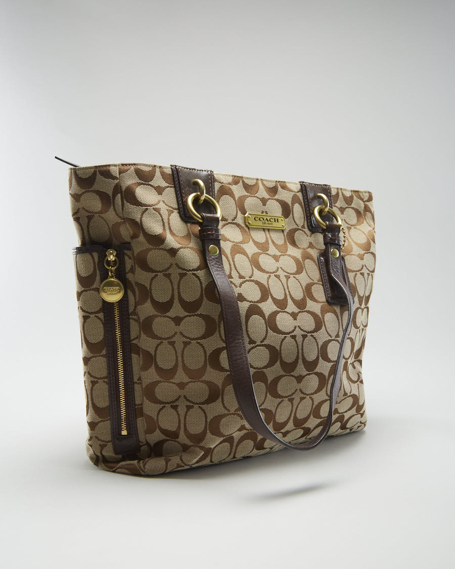 Coach Beige Monogram Tote - O/S