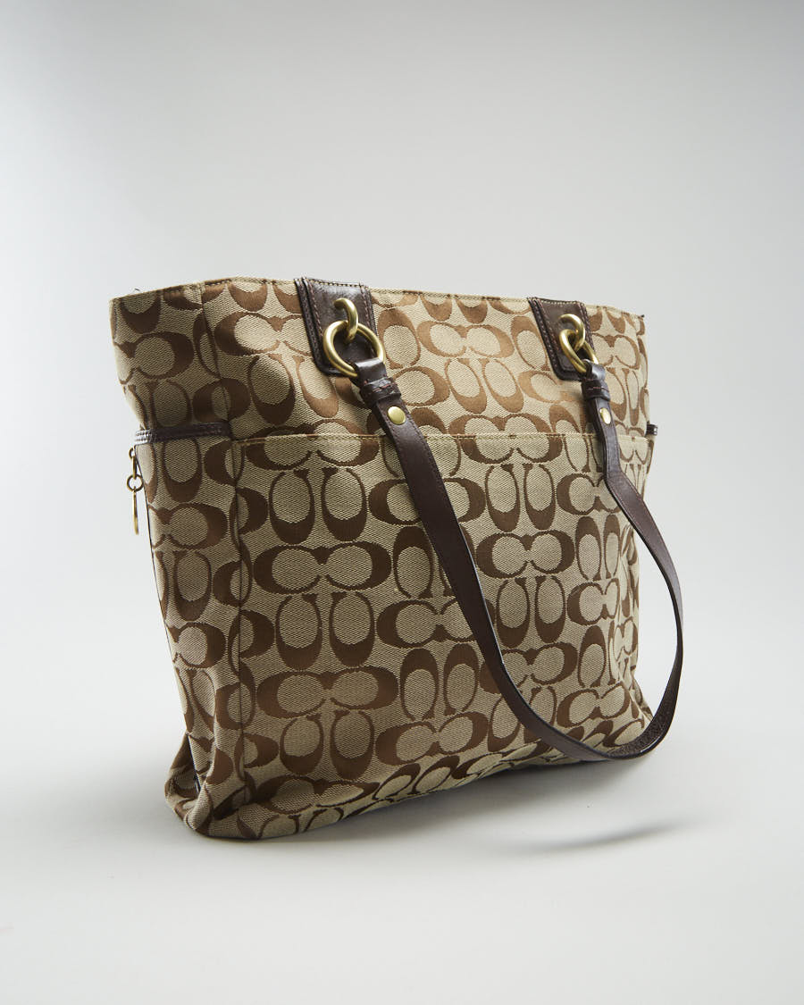 Coach Beige Monogram Tote - O/S