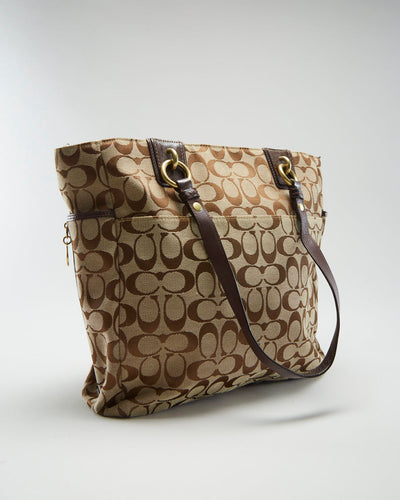 Coach Beige Monogram Tote - O/S