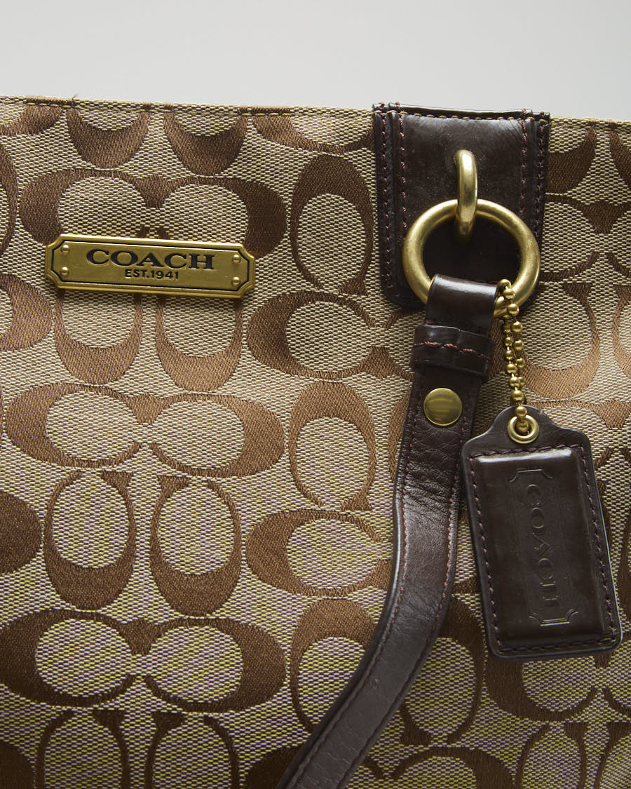 Coach Beige Monogram Tote - O/S