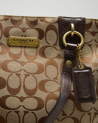 Coach Beige Monogram Tote - O/S