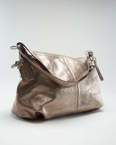 Coach Gun Metal Bronze Leather Bag - O/S