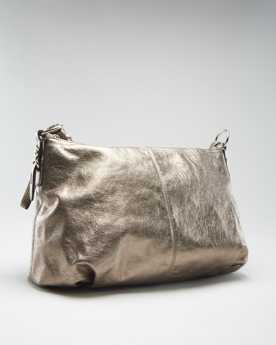 Coach Gun Metal Bronze Leather Bag - O/S