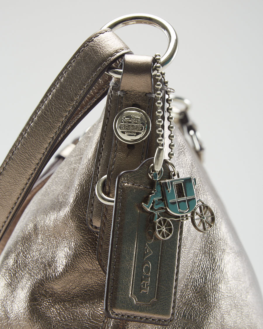 Coach Gun Metal Bronze Leather Bag - O/S